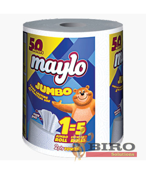Prosoape de bucătărie MAYLO, 50 m, cu derulare centrală 1 rolă 2 pliuri , JUMBO 
